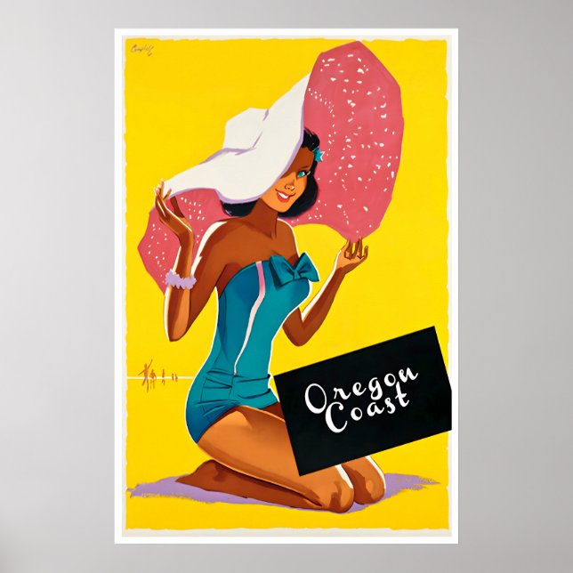 Oregon Travel Poster Oregon Coast Art Summer Beach (Front)