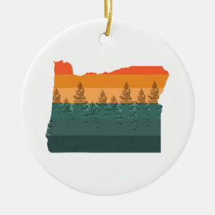Oregon Tree Silhouette Ceramic Tree Decoration