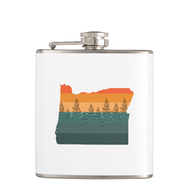 Oregon Tree Silhouette Hip Flask (Front)