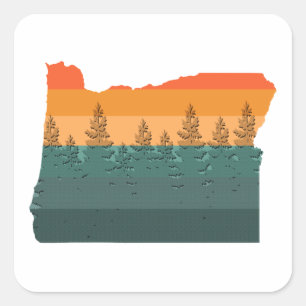 Oregon Tree Silhouette Square Sticker