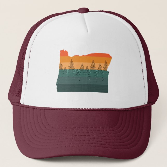 Oregon Tree Silhouette Trucker Hat (Front)