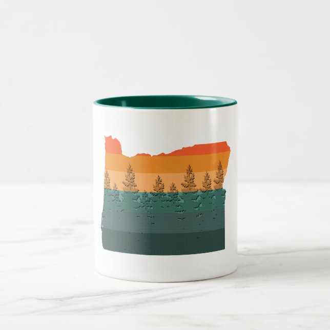 Oregon Tree Silhouette Two-Tone Coffee Mug (Center)