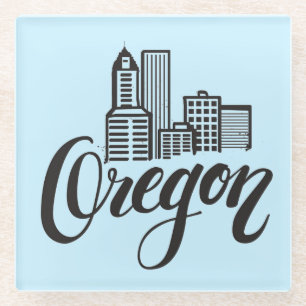 Oregon Typography Design Glass Coaster