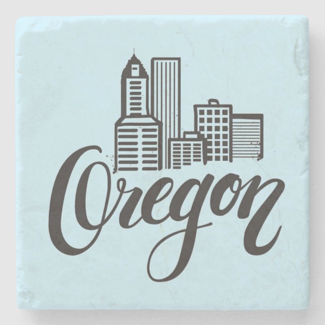 Oregon Typography Design Stone Coaster (Front)