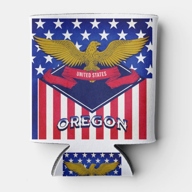 Oregon USA Flag Can Cooler (Front)