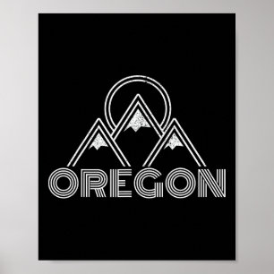 Oregon Vintage Retro Mountains Nature Hiking Souve Poster