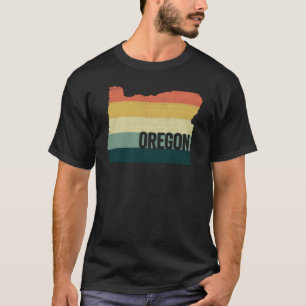 Oregon Vintage Retro Sunset Distressed Sate Map T-Shirt