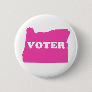 Oregon Voter - I Vote in Pink 6 Cm Round Badge