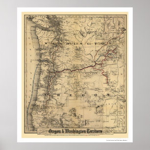 Oregon & Washington Railroad Map 1880 Poster
