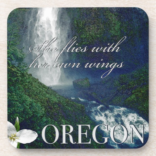 Oregon Waterfall Poster Coaster (Front)