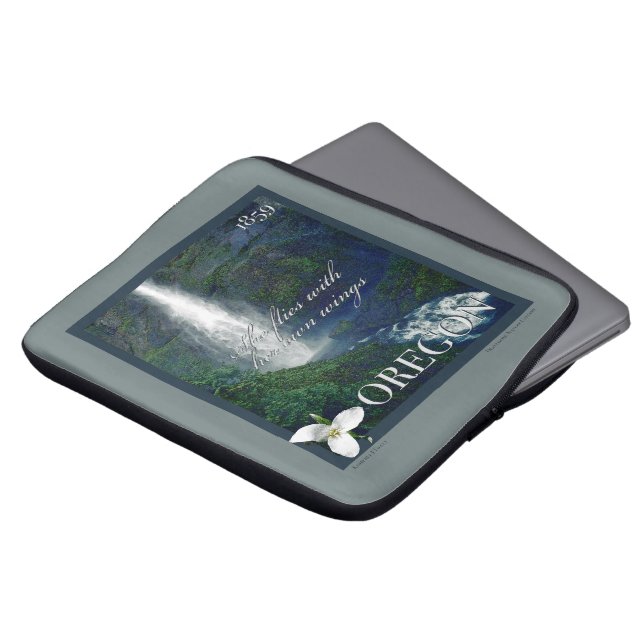 Oregon Waterfall Poster Laptop Sleeve (Front Top)