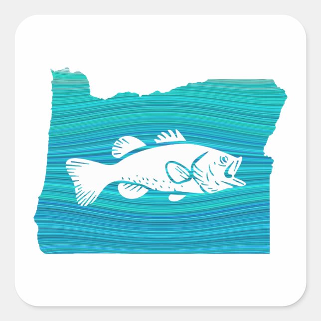 Oregon Wave Fishing Square Sticker (Front)