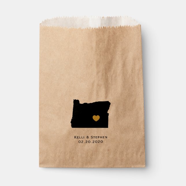 Oregon Wedding Favour Treat Sacks, Gift Bags (Front)