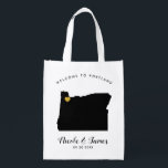 Oregon Wedding Welcome Bag, Black & Gold Tote<br><div class="desc">Fill this welcome bag with favourite goodies for your guests to enjoy when they arrive in Oregon!</div>