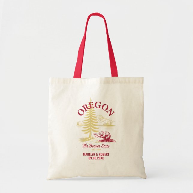 Oregon Wedding Welcome Bag, State Love Tote Bag (Front)