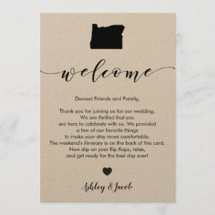 Oregon Wedding Welcome Letter & Itinerary Card