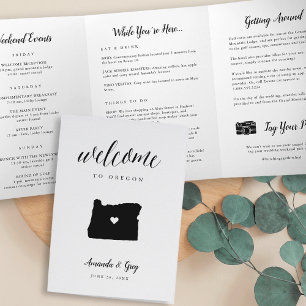 Oregon Wedding Welcome Letter & Itinerary Tri-Fold Programme