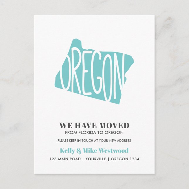 OREGON We've moved New address New Home  Postcard (Front)