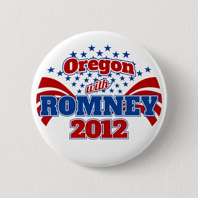 Oregon with Romney 2012 6 Cm Round Badge (Front)