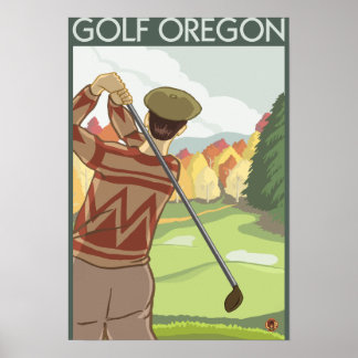 OregonGolf Scene Vintage Travel Poster