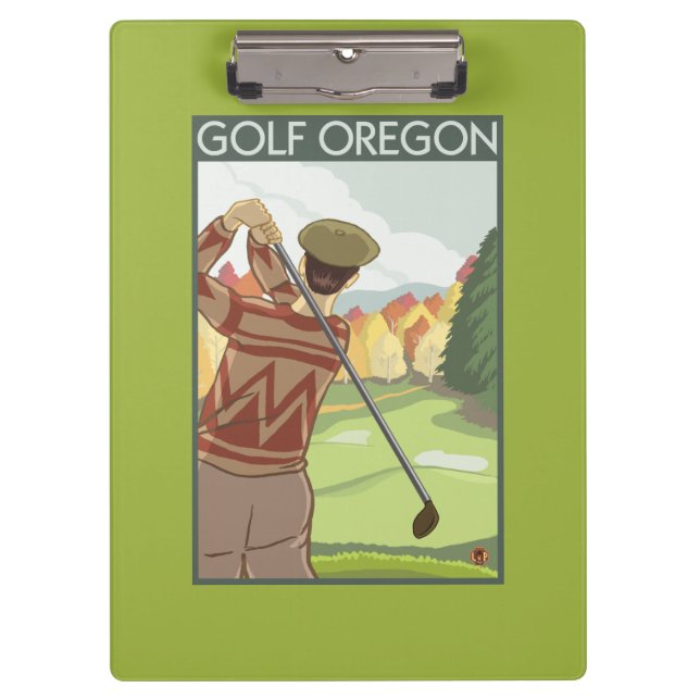 OregonGolf Scene Vintage Travel Poster Clipboard (Front)