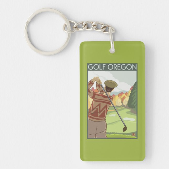 OregonGolf Scene Vintage Travel Poster Key Ring (Front)