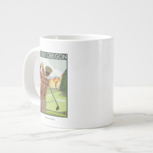OregonGolf Scene Vintage Travel Poster Large Coffee Mug