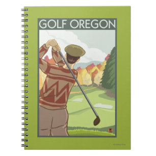 OregonGolf Scene Vintage Travel Poster Notebook