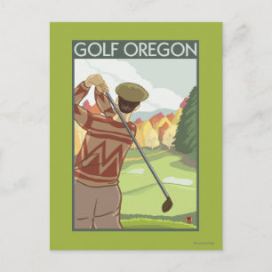 OregonGolf Scene Vintage Travel Poster Postcard
