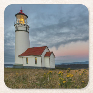 Oregon's oldest lighthouse at Cape Blanco State Square Paper Coaster