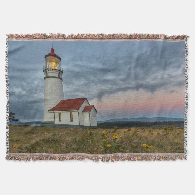 Oregon's oldest lighthouse at Cape Blanco State Throw Blanket (Front)