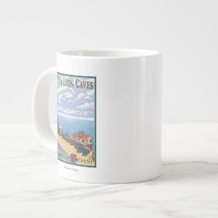 OregonSea Lion Caves Vintage Travel Poster Large Coffee Mug