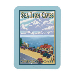 OregonSea Lion Caves Vintage Travel Poster Magnet