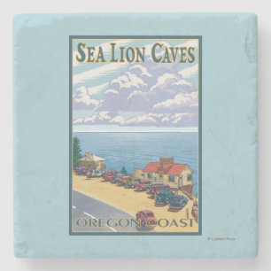 OregonSea Lion Caves Vintage Travel Poster Stone Coaster