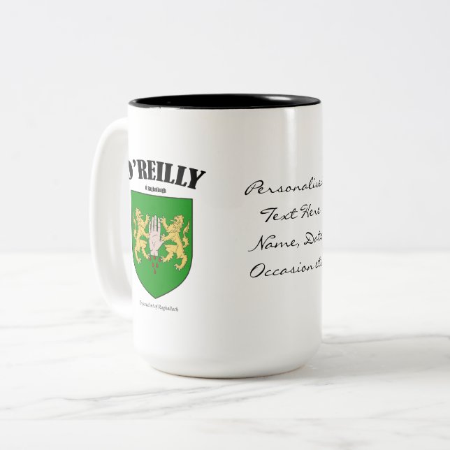 O'Reilly Family Crest, Translation & Meaning Two-Tone Coffee Mug (Front Left)