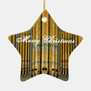 Organ Christmas ornament in green and gold