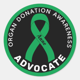 Organ Donation Advocate Ribbon Black Round Sticker