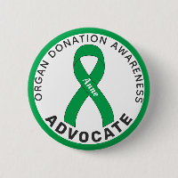 Organ Donation Advocate Ribbon White Button