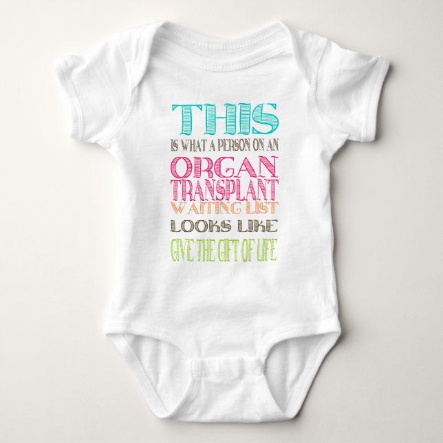 Organ donation awareness baby bodysuit (Front)