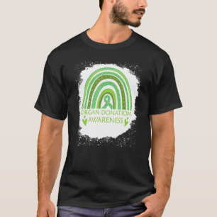 Organ Donation Awareness Bleached Rainbow Green Ri T-Shirt