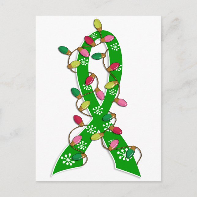 Organ Donation Christmas Lights Ribbon Holiday Postcard (Front)