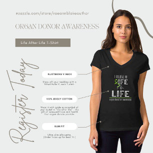 Organ Donor Awareness Life After Life V-Neck T-Shirt