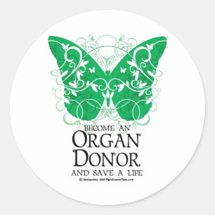 Organ Donor Butterfly Classic Round Sticker