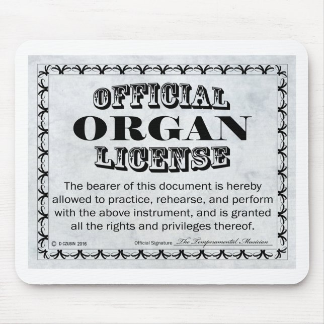 Organ License Mouse Mat (Front)