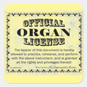 Organ License Square Sticker