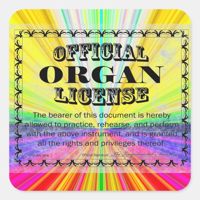 Organ License Square Sticker (Front)