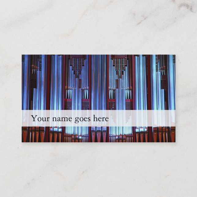 Organ music business cards - concert hall pipes (Front)