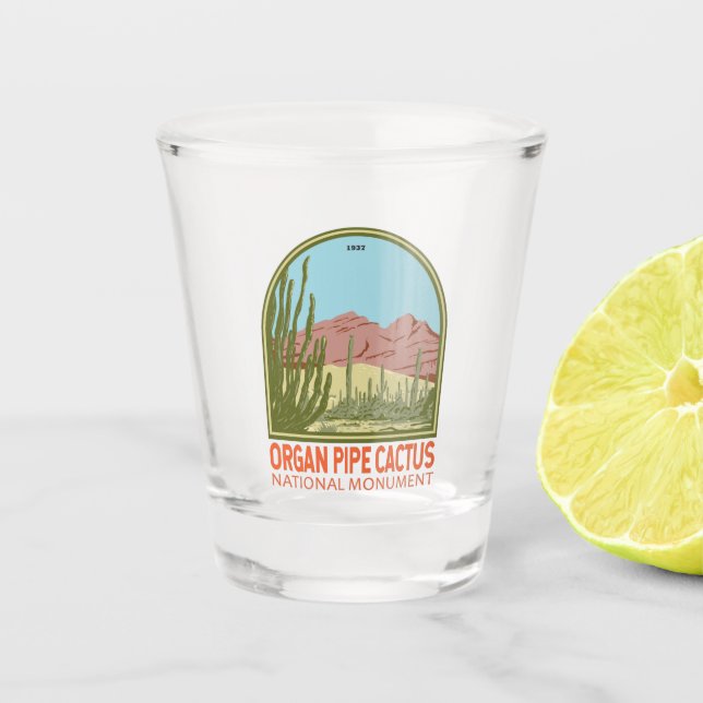 Organ Pipe Cactus National Monument Arizona Retro Shot Glass (Front)