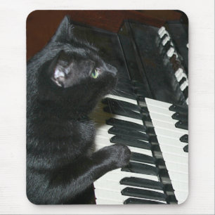 Organ playing cat mouse mat