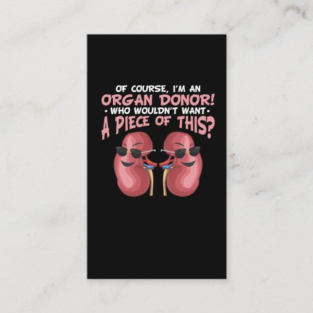 Organ Recycling Get Well Kidney Donor Business Card (Front)